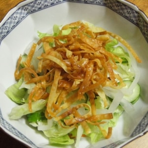 生野菜サラダ♪トッピングはフライド…餃子の皮！